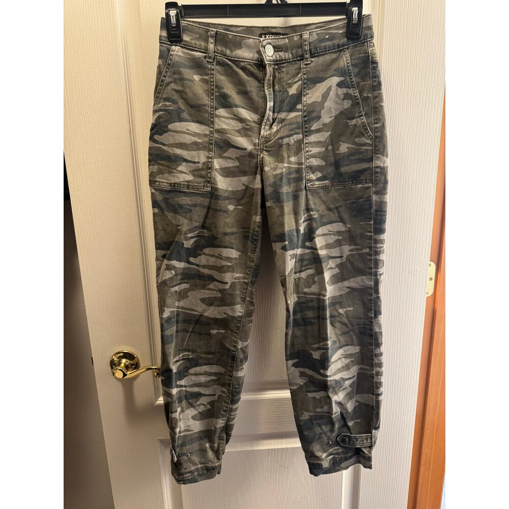 Express Green Camo Adjustable Jogger Pants Womans 4